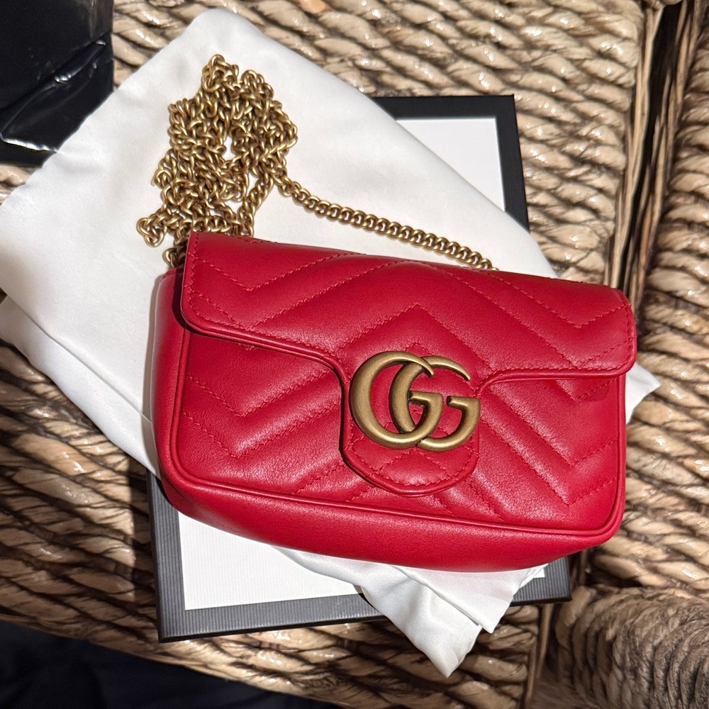 Gucci Red Mini Bag with Gold Chain